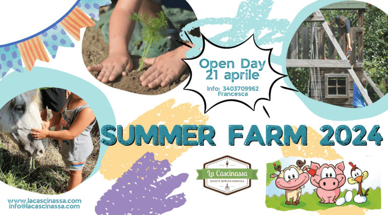 Centro estivo Summer Farm: giornata di presentazione. Domenica 21/04, per info 3403709962